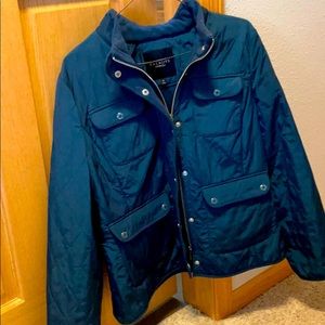 Talbots jacket lined with fleece. Dark teal blue.